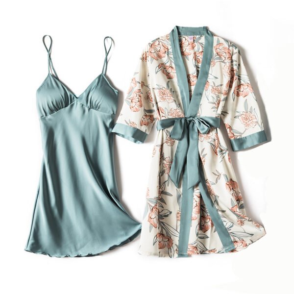 Thin Silk Print Home Service With Chest Pad