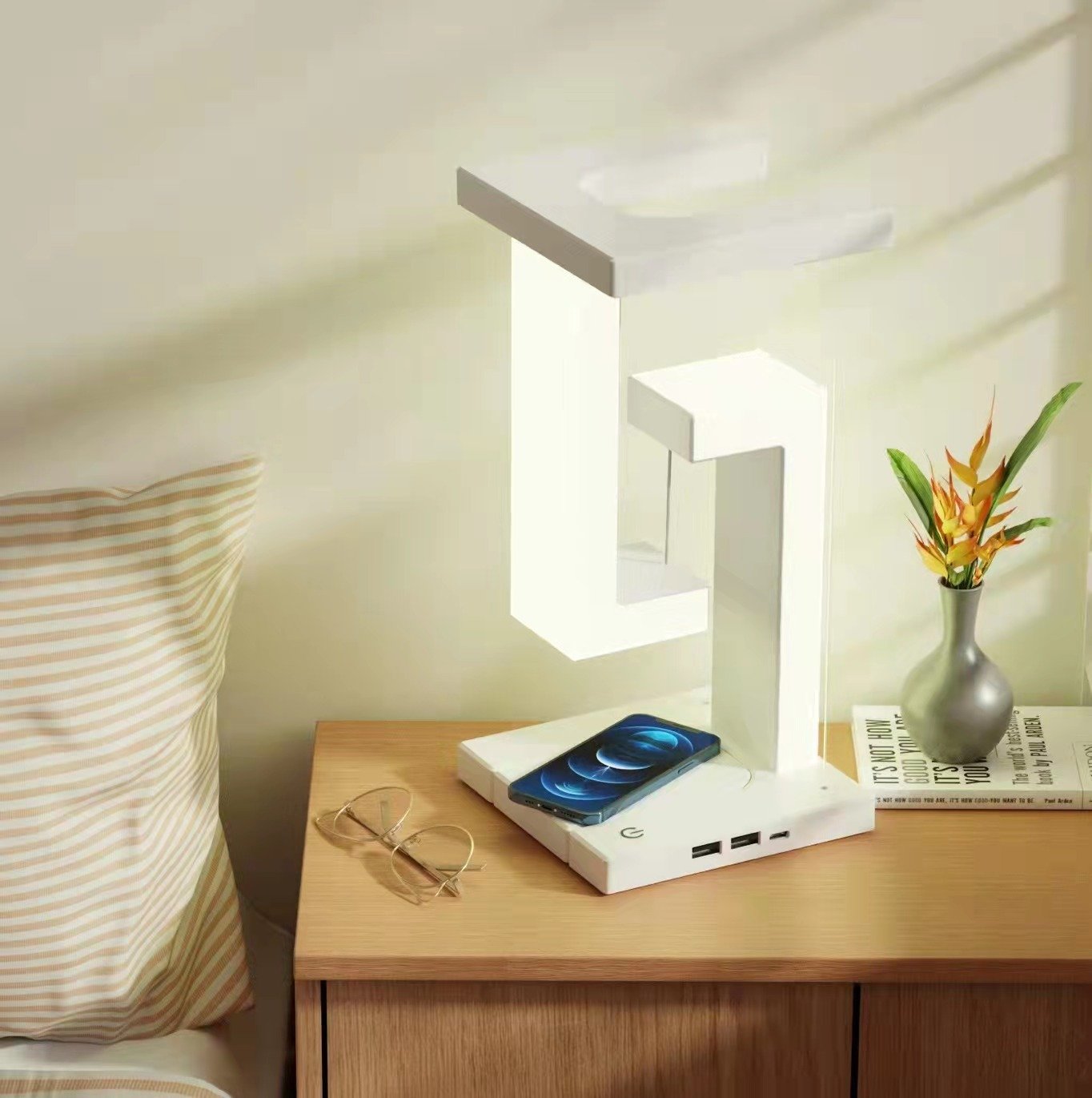 Wireless Charging Floating Balance Lamp – Creative LED Table Light for Bedroom & Home Decor - Image 2